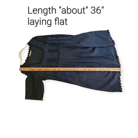 La Cera Long Sleeve Black Lace Yoke Top size L - Picture 10 of 13